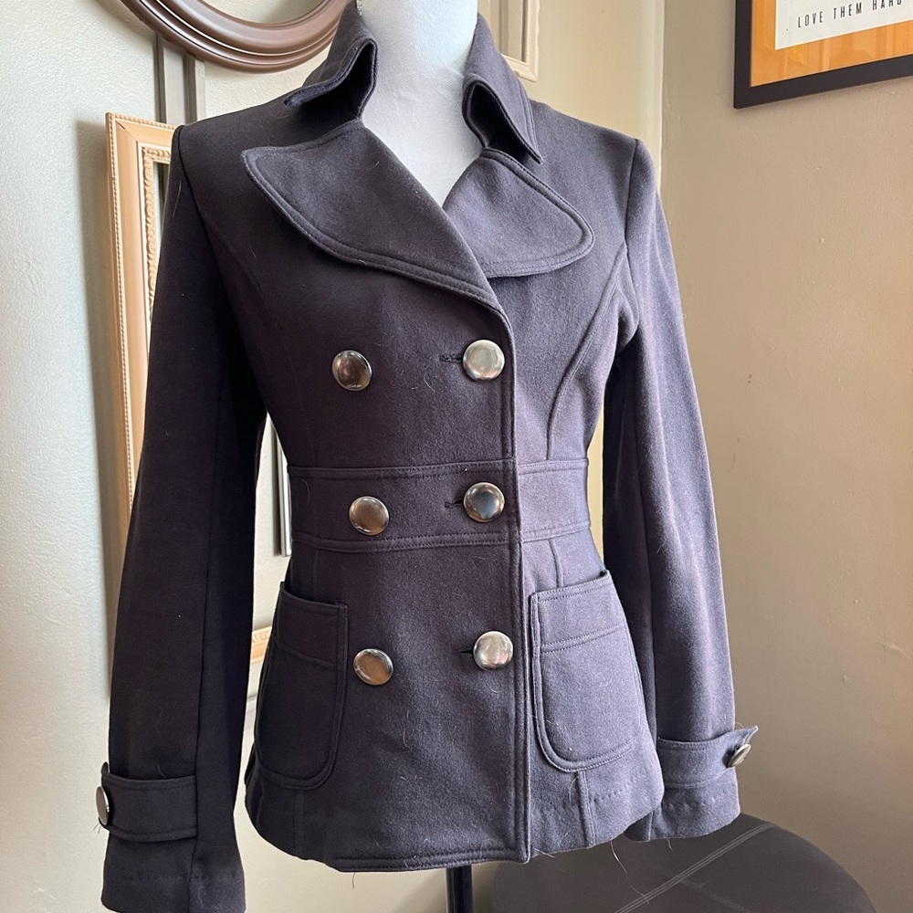 Double breasted jacket from Forever 21. Size S. Gray. Silver tone buttons.